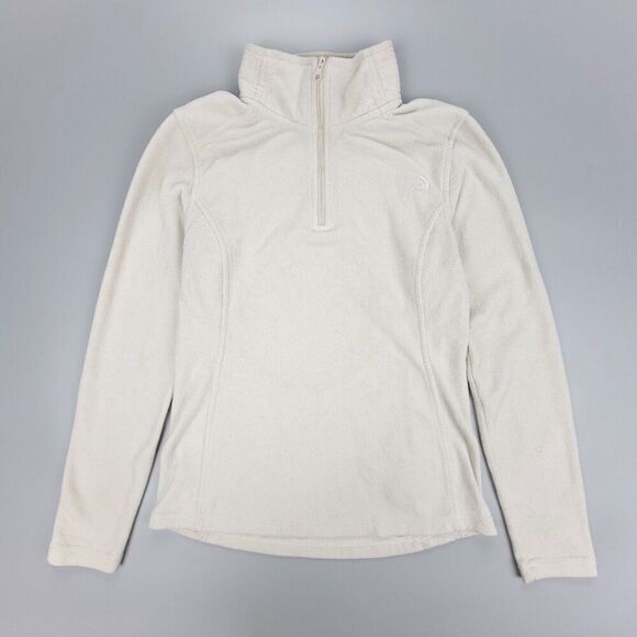 THE NORTH FACE 1/4 Zip Long Sleeve Fleece Sweater Jacket Gorpcore XS Ivory Cream - Picture 2 of 10